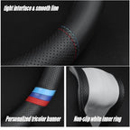 New Nappa Leather Car Steering Wheel Cover, Comfortable, Non-Slip, Sporty Style. for BMW Car Steering Wheel Covers. Black and