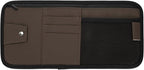 PATIKIL 1 Pcs Car Sun Visor Organizer, 12.8 x 6.5 Inch PU Leather Vehicle Storage Pouch Holder for Sunglasses Card Pen Driver License Car Accessories, Brown