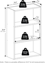 Furinno Basic Book Shelf, 3-Tier Bookshelf, Cube Storage Organizer Bookcase with Open Shelf, 7 x 17 x 26, for Living Room, Be