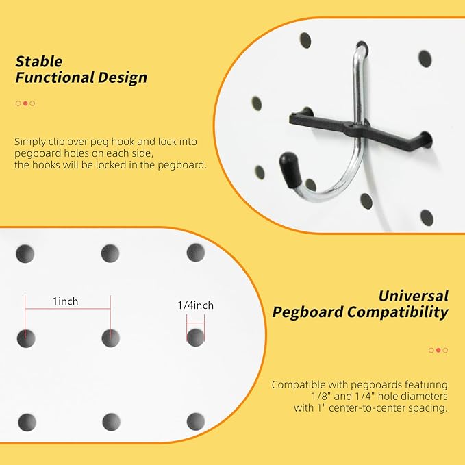 283PCS Metal Pegboard Hooks Organizer Kit for Organizing Various Tools - Heavy Duty 1/4" & 1/8" Pegboard Accessories with Peg