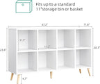 Flrrtenv 8-Cube Bookshelf 2 Tier Modern Bookcase with Legs, 11in Shelf Opening, 47" Wood Bookshelves Storage Organizer Shelf,