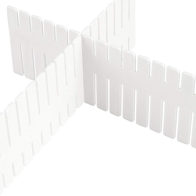 ZOENHOU 60 PCS 12.6 x 2.76 Inch White Drawer Dividers, Adjustable Premium Plastic Drawer Divider Organizers for Makeup Drawer
