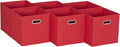 Household Essentials Foldable Fabric Storage Cubes 6-Pack – 11x11x11 Stackable Non-Woven Bins with Chipboard Sides & Grommet 