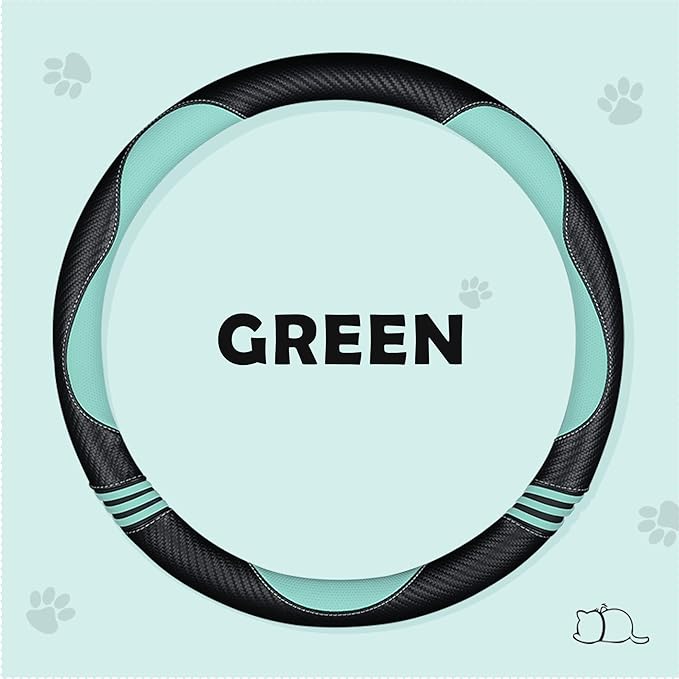 HighnessHwoo Car Steering Wheel Covers for Women Girl Padded Carbon Fiber PU Leather Cute Cartoon Auto Interior Accessories f