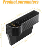 2 Packs Car Seat Gap Filler Organizer, Multifunctional Seat Gap Storage Box with Cup Holder, Console Side Extra Pouchs with USB Car Charger, Auto Accessories for Cellphone Wallet Key