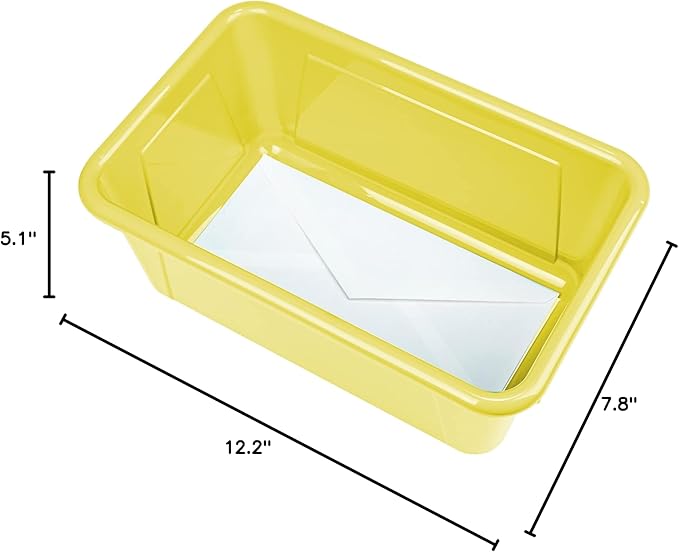 Storex Small Cubby Bins, Pack of 5, 12.2 x 7.8 x 5.1 Inches, Yellow (62410U05C)