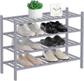 RONGJlA 4 Tier Bamboo Shoe Rack for Closet Free Standing Wood Shoe Shelf Storage Organizer for Entryway Small Space Stackable