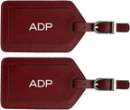 Personalized Monogrammed Leather Luggage Tags - 2 Pack