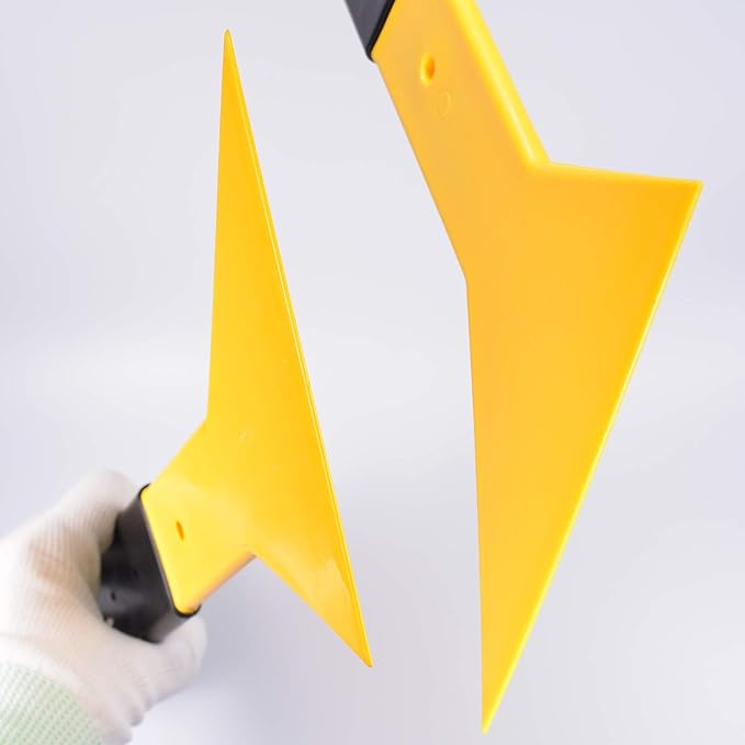 Car Window Tint Squeegee, Long Reach Rubber Handle Plastic Scraper for Car Vinyl Wrap, Graphic Decal, Glass Film