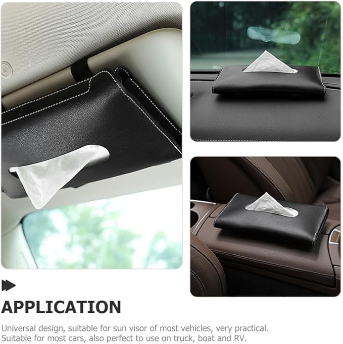 Cabilock Car Visor Tissue Holder Pu Napkin Case for Easy Access Stylish Sun Visor Organizer Quick Installation and Dirt-Resistant Design for Vehicle Accessories