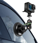 REYGEAK Aluminum Alloy Car Suction Cup Camera Mount,with Phone Holder with 1/4 Thread,Windshield Vehicle Attach for GoPro Hero13/12/11/10/9 Black DJI Pocket 3/Action 5/4,Insta360 X4/X3 Accessories