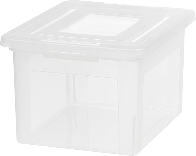 IRIS USA File Box, Plastic File Boxes With Lids, Document Organizer for Letter/Legal File, Document Box, Storage Bin For Hang