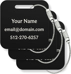 Custom Metal Luggage Tags (3 or 6 Pack) - Personalized Unique Suitcase & Backpack Travel, Durable, Waterproof & Heavy Duty (B