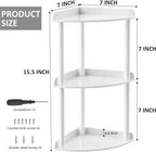 Sezanrpt 3 Tier Countertop Corner Organizer Shelf 7x7x15.7 Inch, White Countertop Acrylic Bathroom Corner Shelf, Vanity Stora