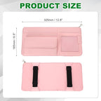 PATIKIL 1 Pcs Car Sun Visor Organizer, 12.8 x 6.5 Inch PU Leather Vehicle Storage Pouch Holder for Sunglasses Card Pen Driver License Car Accessories, Pink