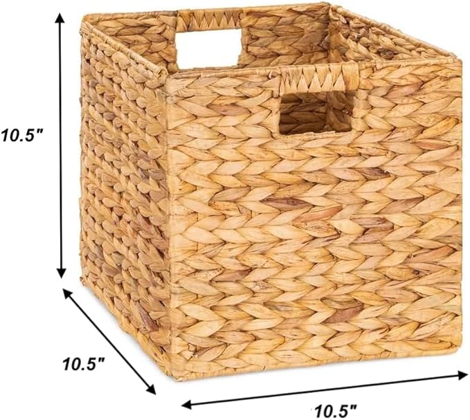 M4DECOR 10.5 x 10.5 Storage Cubes – Water Hyacinth Wicker Baskets for Organizing, Wicker Storage Cubes, Storage Baskets for S