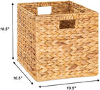 M4DECOR Storage Cube 10.5 x 10.5in, Wicker Storage Baskets for Shelves, Water Hyacinth Storage Baskets, Square Wicker Storage