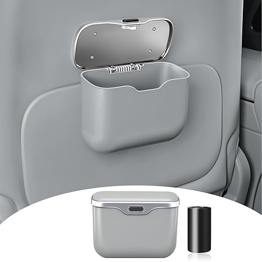 HOLDCY Car Trash Can, Waterproof Multi‑Functional Auto Trash Bin for Door/Console/Seat Back, Universal Vehicle Garbage Can for Car/Truck/SUV Drivers (Gray)