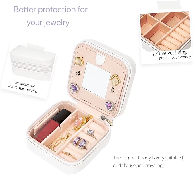 KElofoN Travel jewelry case Travel jewelry box Travel Jewelry Organizer Small Jewelry Organizer Box for Girls Women with Mirr