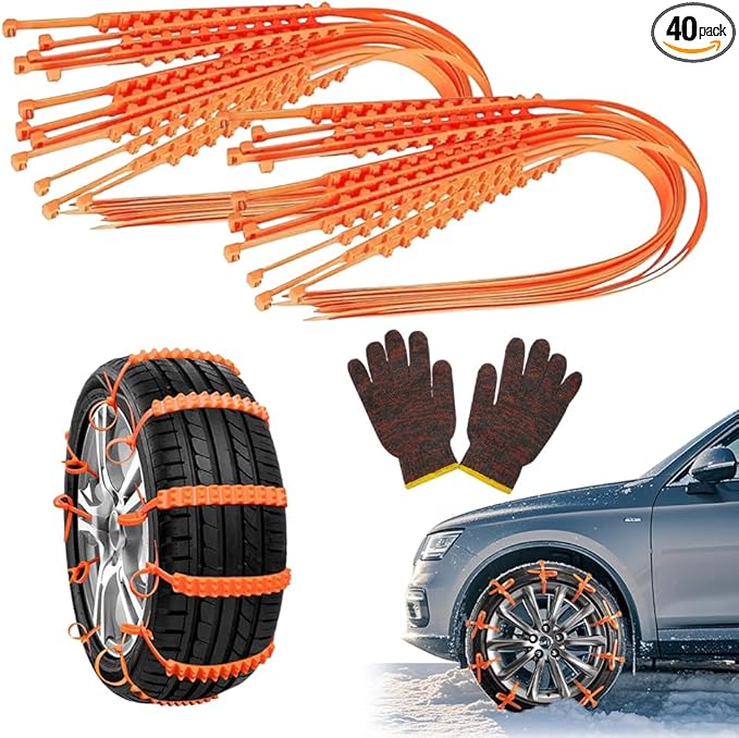 2026 New Snow Chains Tire Chains for Car, Trucks, SUV Universal Emergency Snow Tire Chains, Adjustable Anti-Slip Tire Cables 