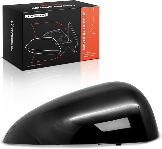 A-Premium Passenger Side Rearview Mirror Cover Cap - Compatible with Chevrolet Sonic 2012-2020 - Smooth Black, Without Turn Signal Hole