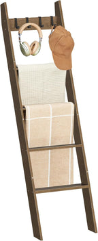 HOOBRO Blanket Ladder for Living Room and Bedroom, 5-Tier Wall Leaning Towel Rack for Bathroom, Decorative Ladder Shelf with 