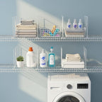Wire Shelf Dividers - White Closet Organization & Storage Organizer - No Tool Shelf Divider for Wire Shelves - Metal Shelf Ac