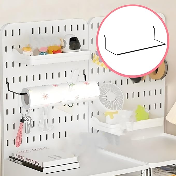 10 Pack Paper Towel Holder for Pegboard, Fits Any Standard Pegboard Extendable Heavy Duty Pegboards Hooks for Workshop, Garag