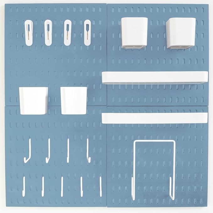 Wall-Mounted Pegboard Kit, 50.4" x 25.2" Organizer Panel – Large, Cost-Effective & Nail-Free Installation Blue