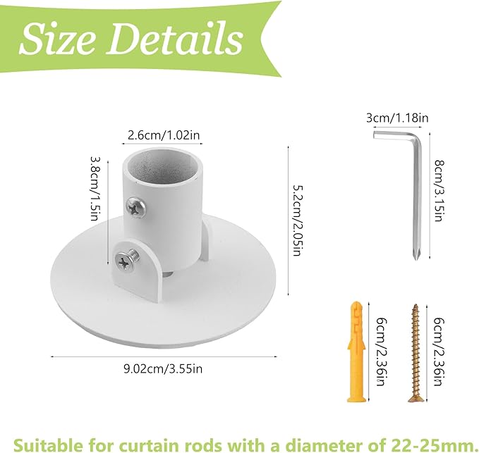 Shower Curtain Rod Bracket, 4Pcs 26mm Inner Diameter Titanium Steel Shower Curtain Rod Single Swivel Flange Curtain Rod Wall-