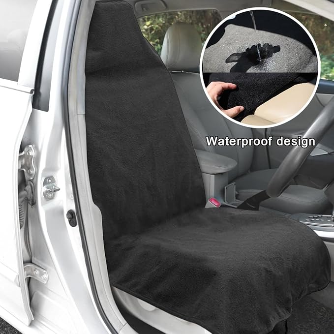2PCS Car Towel Seat Cover, Waterproof Sweating Non-Slip Premium Soft Towel Carseat Protector, Universal Machine Washable Car 
