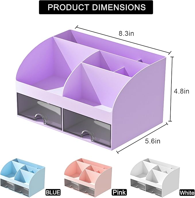 Makeup Organizer with Drawers, Cosmetic Storage for Dresser Vanity and Bathroom Countertop, Beauty Holder for Lipstick Brush,