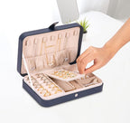 LANDICI Small Jewelry Box for Women Girls, PU Leather Travel Jewelry Case, Portable Jewelry Organizer Storage Holder Display 