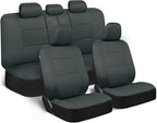 BDK PolyPro Car Seat Covers Full Set in Solid Charcoal – Front and Rear Split Bench Seat Covers for Cars, Easy to Install Car
