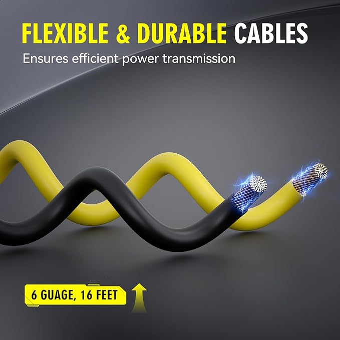 Jumper Cables for Car, 6 Gauge x 16 Feet Booster Cables for Jump Starting Dead or Weak 6V Batteries, Carrying Bag Included