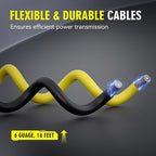 Jumper Cables for Car, 6 Gauge x 16 Feet Booster Cables for Jump Starting Dead or Weak 6V Batteries, Carrying Bag Included