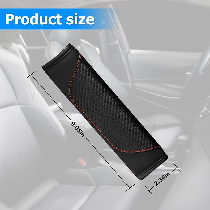 2 Pack Seat Belt Shoulder Pads for Ford Mustang Mach-E 2021-2024 2025 2026, Carbon Fiber Texture Strap Cover Breathable Interior Protection Cushion Accessories Kit,Black