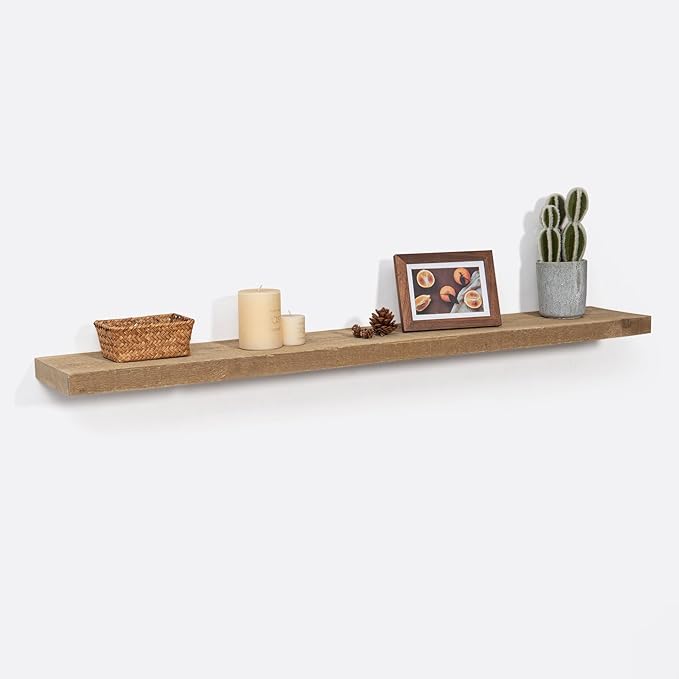 Floating Shelves - 8" Deep Rustic Reclaimed Barnwood Wall Hanging Shelves with Invisible Heavy-Duty Metal Bracket - Wall Moun