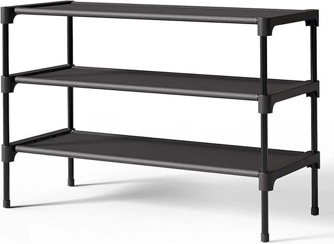 Kitsure Shoe Rack - Non-Woven Shoe Rack Shelf, Shoe Organizer for Closet, Entryway, Garage & Corridor, Stackable Shoe Shelves