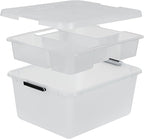 IRIS USA Clip Box with Removable Tray and Latching Lids, 18 Quart Craft Storage Bins, Art & Writing Supply Containers for Hom