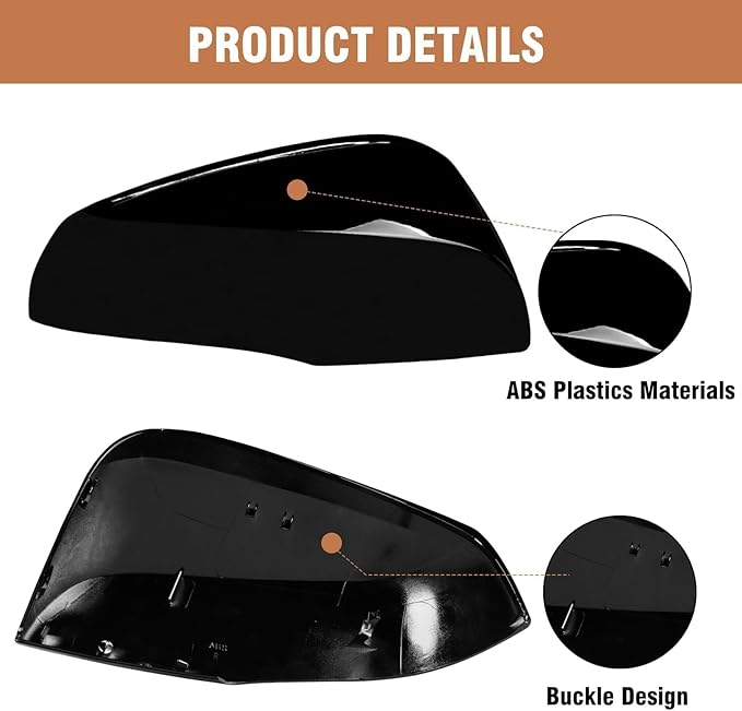Moonlinks Compatible with Toyota RAV4 2019 2020 2021 2022 2023 2024 Right Side Mirror Cover Replacement, Glossy Black Right Passenger Side Door Rearview Mirror CapTrim for RAV4 RH