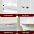 Iwell Bathroom Wall Cabinet, Over The Toilet Storage Cabinet with Towel Rack & Adjustable Shelf, Medicine Cabinet for Bathroo