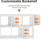 Sweetcrispy 6 Cube Storage Organizer - Open Cube Bookshelf with 3 Removable Back Panels, Display Storage Bookcase for Living 