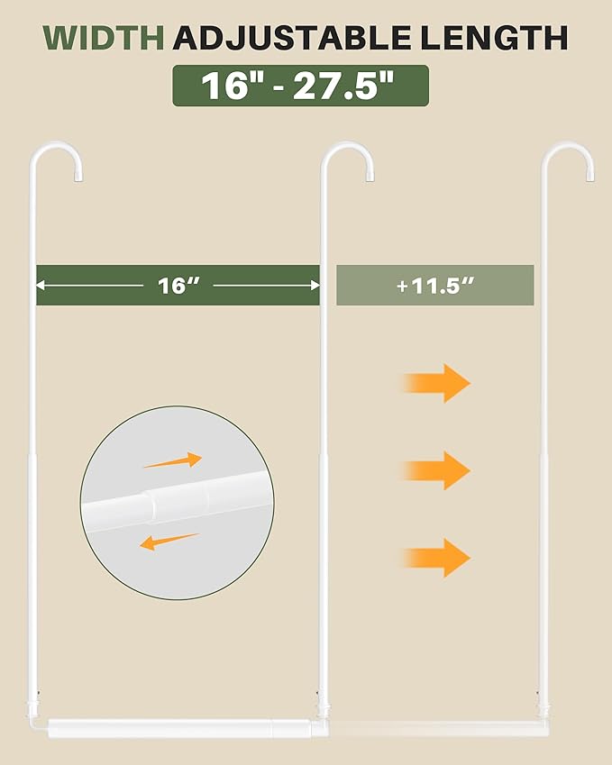 Hanging Closet Rod, 2 Pack Adjustable Height & Width Closet Rods for Hanging Clothes-Closet Extender Hanging Rod Space-Maximi