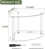 Sezanrpt 2 Tier Acrylic Corner Shelf Organizer Storage 9.5x9.5x8 Inch, Transparent Countertop Corner Shelf for Bathroom, Kitc