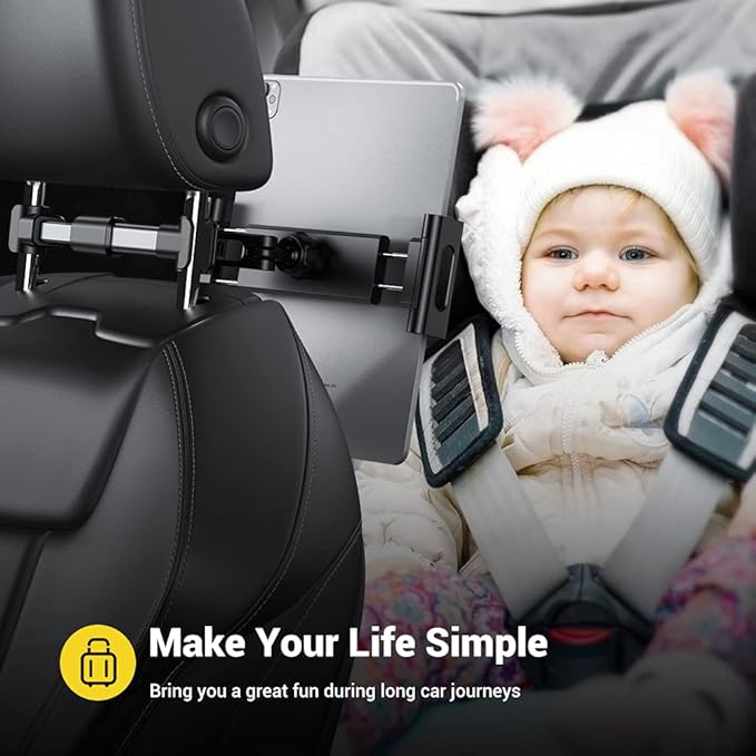 AHK Car Headrest Mount Holder, for iPad Pro/Air/Mini, Tablets, Nintendo Switch, iPhone, Samsung Galaxy/Note, Smartphones, Compatible with 4.5" to 10" Device, 360° Rotation