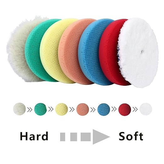 7" Buffing Polishing Pads,7Pcs 7.5 lnch Backing Plate,Compound Buffing Sponge and Woolen Pads,Cutting Polishing Pad Kit for Car Buffer Compounding,Polish and Wax (7 Inch(180mm))