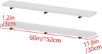 Industrial Pipe Wall Wood Shelves,Real Wooden Shelves 60" in White Color with 11.8" Extra Width, Modern Floating Shevles Book
