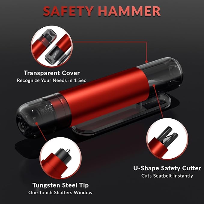 4 Pack Emergency Window Breaker Seatbelt Cutter, Safety Hammer Glass Breaker and Seat Belt Cutter Under Water Escape Tool Saf