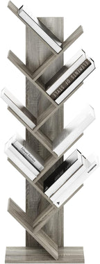 Furinno TREE Book Shelf, 9-Tier Bookshelf, Tree Bookcase with Angled Open Shelf, 8.4 x 15.7 x 50.9, for Room Decor, for Livin